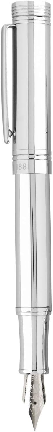 Cerruti NST2092 Zoom Classic Silver Fountain Pen 1881 Brass Silver Font Colour Blue Length 13.7 cm