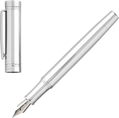 Cerruti NST2092 Zoom Classic Silver Fountain Pen 1881 Brass Silver Font Colour Blue Length 13.7 cm