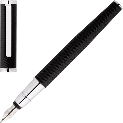 Hugo Boss Ballpoint Pen Formation Herringbone Chrome