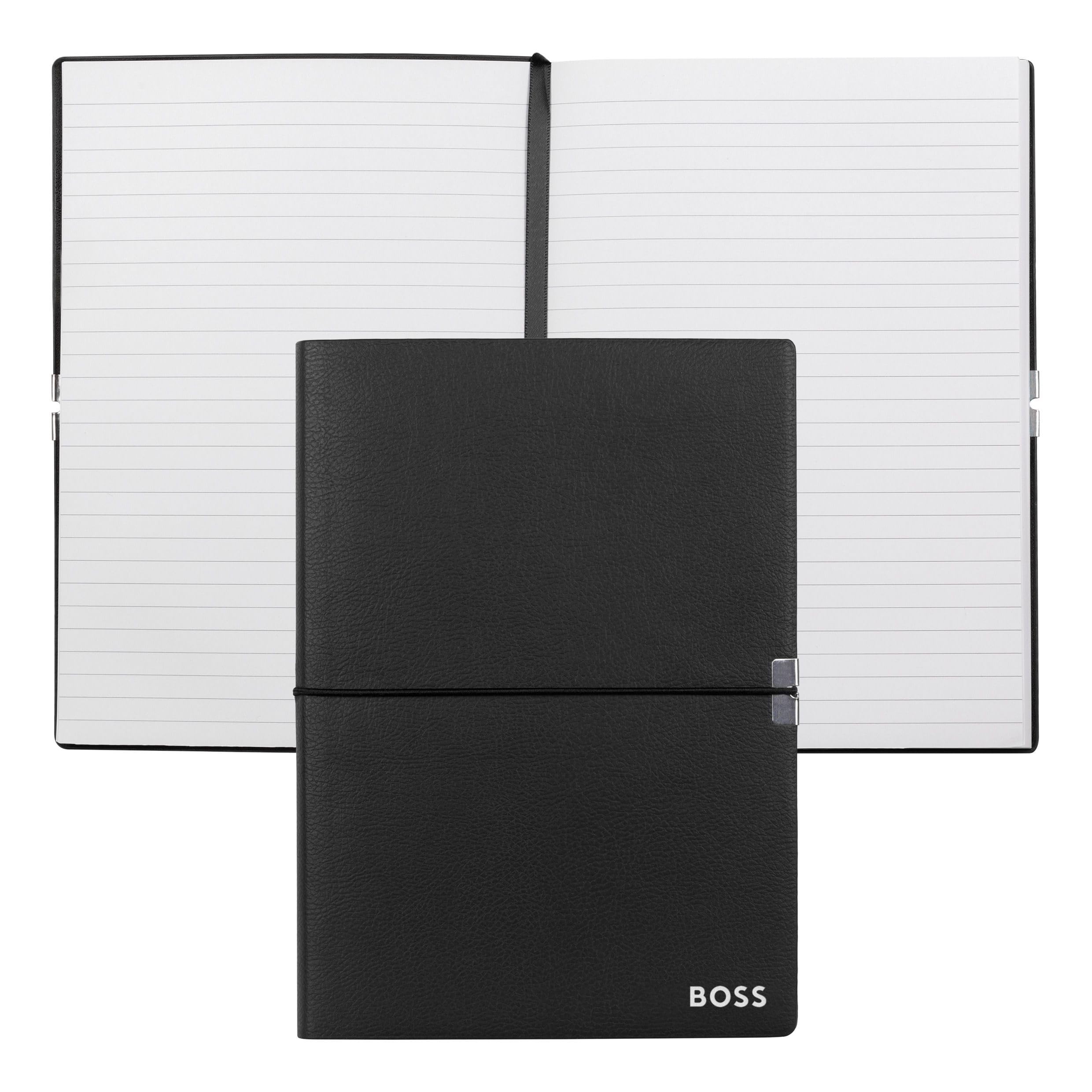 Hugo Boss Elegance Storyline Notebook A5 Lined White Black         [Leather