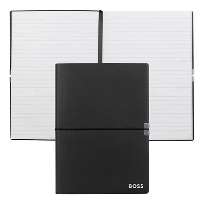Hugo Boss Elegance Storyline Notebook A5 Lined White Black         [Leather