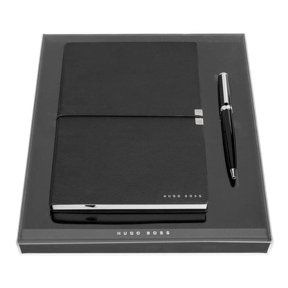 Hugo Boss Writing Set Ballpoint Pen Gear Icon and A5 Notepad Elegance Storyline in Gift Box HPBH124A