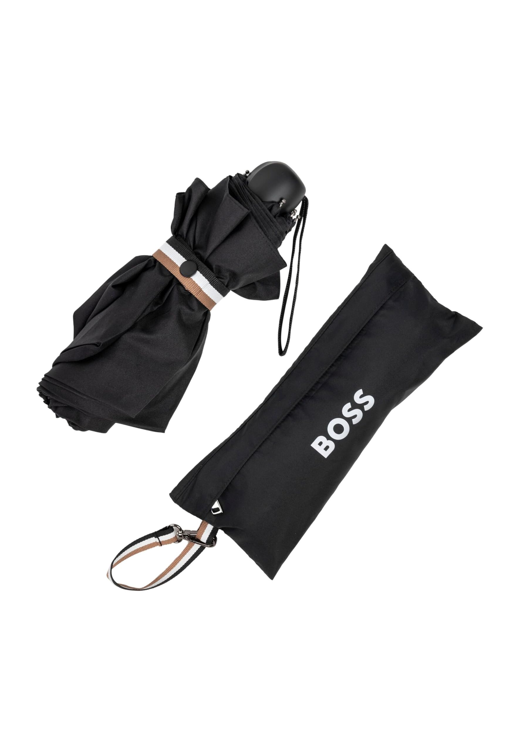 Hugo Boss Iconic Mini Pocket Ombrello tascabile in poliestere nero, dimensioni aperte, lunghezza ca. 56 cm. Diametro ca. 90 cm HUG321A, Nero, 99 cm Durchmesser // 57 cm Länge, Ombrello tascabile