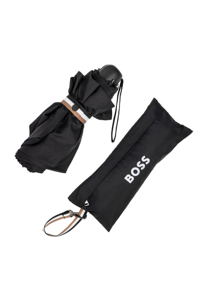 Hugo Boss Iconic Mini Pocket Ombrello tascabile in poliestere nero, dimensioni aperte, lunghezza ca. 56 cm. Diametro ca. 90 cm HUG321A, Nero, 99 cm Durchmesser // 57 cm Länge, Ombrello tascabile