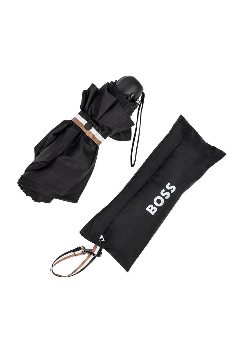 Hugo Boss Iconic Mini Pocket Ombrello tascabile in poliestere nero, dimensioni aperte, lunghezza ca. 56 cm. Diametro ca. 90 cm HUG321A, Nero, 99 cm Durchmesser // 57 cm Länge, Ombrello tascabile