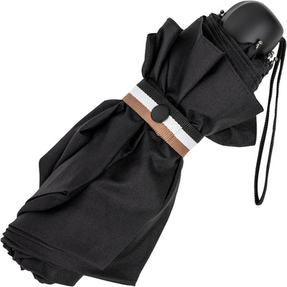 Hugo Boss Iconic Mini Pocket Ombrello tascabile in poliestere nero, dimensioni aperte, lunghezza ca. 56 cm. Diametro ca. 90 cm HUG321A, Nero, 99 cm Durchmesser // 57 cm Länge, Ombrello tascabile