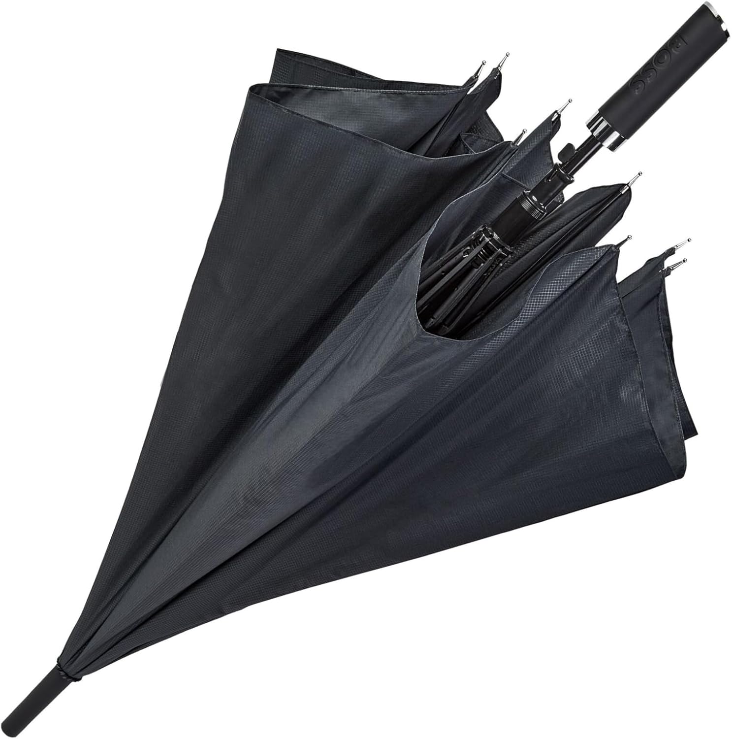 Hugo Boss HUN304A Loop Umbrella Made of Polyester in Black, Dimensions Open: Length Approx. 80 cm, Diameter Approx. 115 cm