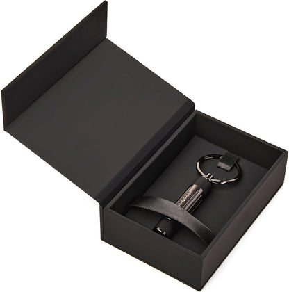 Hugo Boss Key Ring Gear Ribs Black