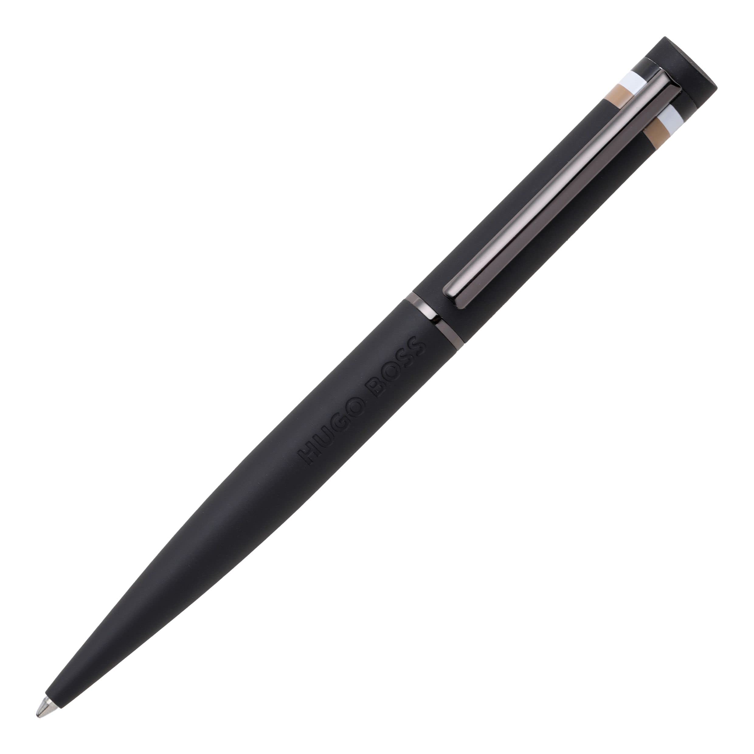 Hugo Boss Loop Iconic HSG3524A Ballpoint Pen Brass and Rubber Black Length: 14.6 cm