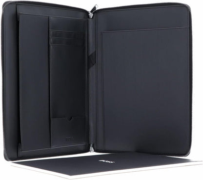 Hugo Boss A4 Conference Folder Monogram Zipped Black