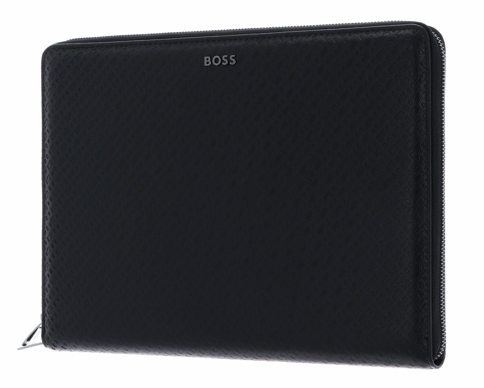 Hugo Boss A4 Conference Folder Monogram Zipped Black