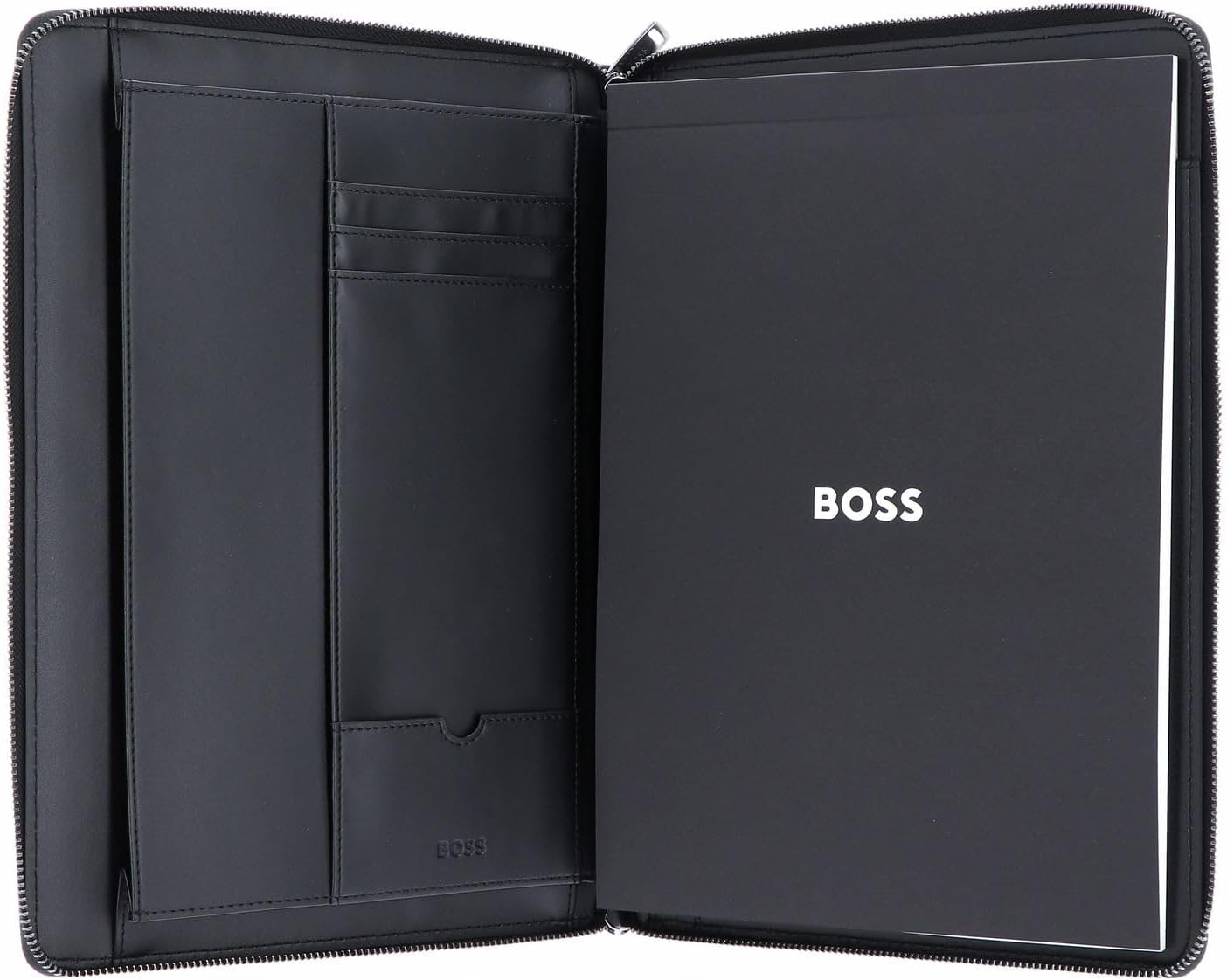 Hugo Boss A4 Conference Folder Monogram Zipped Black