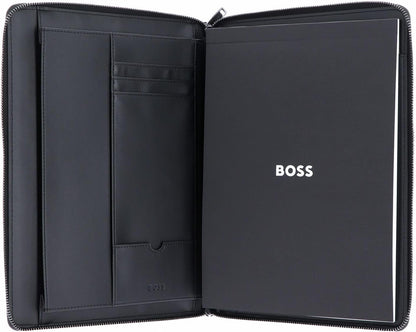 Hugo Boss A4 Conference Folder Monogram Zipped Black