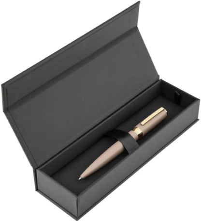 BOSS HUGO Arche Double B HSC5204 - Penna a sfera di design in ottone - Penna a sfera di alta qualità con meccanismo a rotazione e confezione regalo (beige)