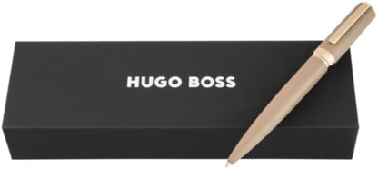 BOSS HUGO Arche Double B HSC5204 - Penna a sfera di design in ottone - Penna a sfera di alta qualità con meccanismo a rotazione e confezione regalo (beige)