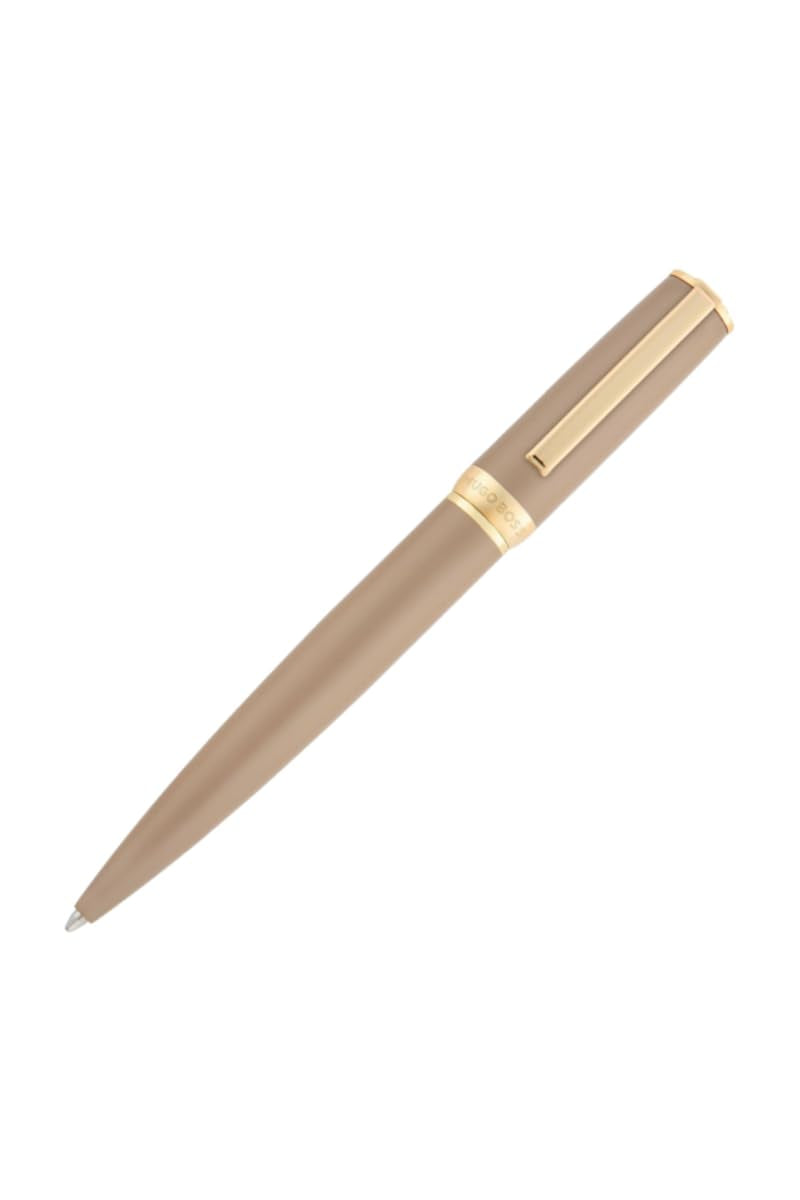 BOSS HUGO Arche Double B HSC5204 - Penna a sfera di design in ottone - Penna a sfera di alta qualità con meccanismo a rotazione e confezione regalo (beige)