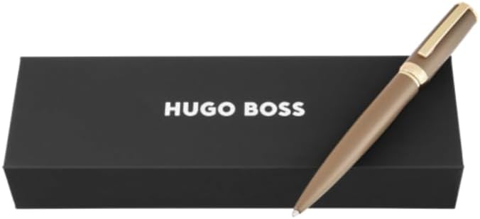 BOSS HUGO Arche Double B HSC5204 - Penna a sfera di design in ottone - Penna a sfera di alta qualità con meccanismo a rotazione e confezione regalo (marrone