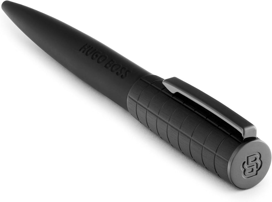 BOSS HUGO Ballpoint Pen Ark Bauhaus Design Writing Instrument Twist Mechanism Elegant Brass Aluminium Body Luxury Ballpoint Pen with Gift Box (HSK5744) (Black