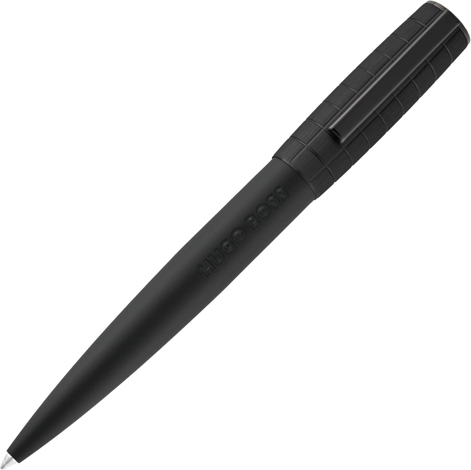 BOSS HUGO Ballpoint Pen Ark Bauhaus Design Writing Instrument Twist Mechanism Elegant Brass Aluminium Body Luxury Ballpoint Pen with Gift Box (HSK5744) (Black