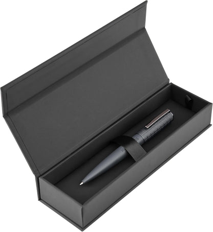 BOSS HUGO Ballpoint Pen Arche Bauhaus Design Writing Instrument Twist Mechanism Elegant Brass Aluminium Body Luxury Ballpoint Pen with Gift Box (HSK5744) (Dark Grey)