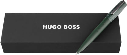 BOSS HUGO Ballpoint Pen Ark Bauhaus Design Writing Instrument Twist Mechanism Elegant Brass Aluminium Body Luxury Ballpoint Pen with Gift Box (HSK5744) (Dark Green