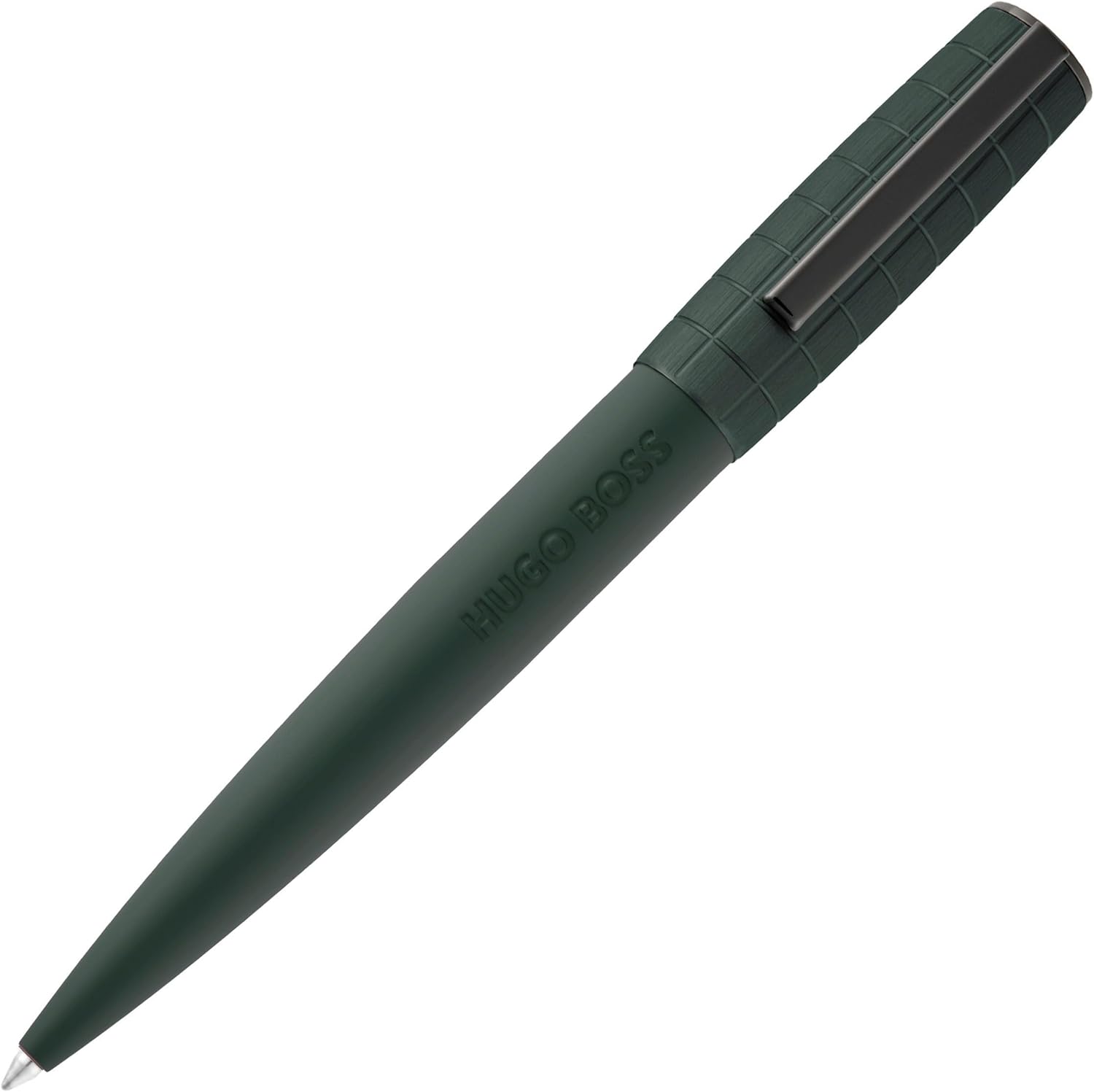 BOSS HUGO Ballpoint Pen Ark Bauhaus Design Writing Instrument Twist Mechanism Elegant Brass Aluminium Body Luxury Ballpoint Pen with Gift Box (HSK5744) (Dark Green