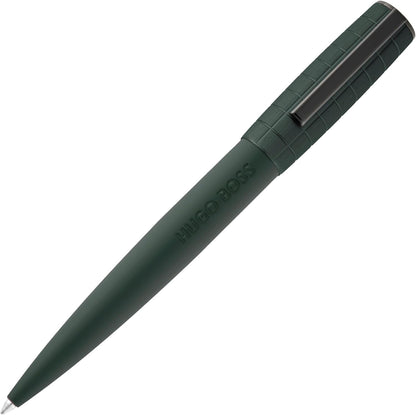 BOSS HUGO Ballpoint Pen Ark Bauhaus Design Writing Instrument Twist Mechanism Elegant Brass Aluminium Body Luxury Ballpoint Pen with Gift Box (HSK5744) (Dark Green