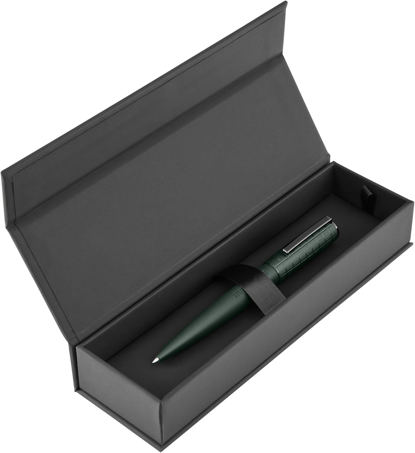 BOSS HUGO Ballpoint Pen Ark Bauhaus Design Writing Instrument Twist Mechanism Elegant Brass Aluminium Body Luxury Ballpoint Pen with Gift Box (HSK5744) (Dark Green