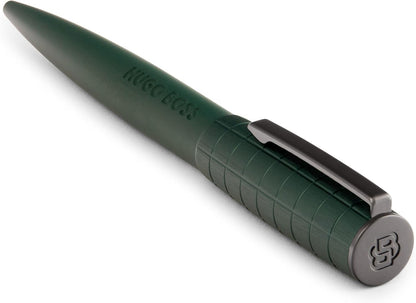 BOSS HUGO Ballpoint Pen Ark Bauhaus Design Writing Instrument Twist Mechanism Elegant Brass Aluminium Body Luxury Ballpoint Pen with Gift Box (HSK5744) (Dark Green
