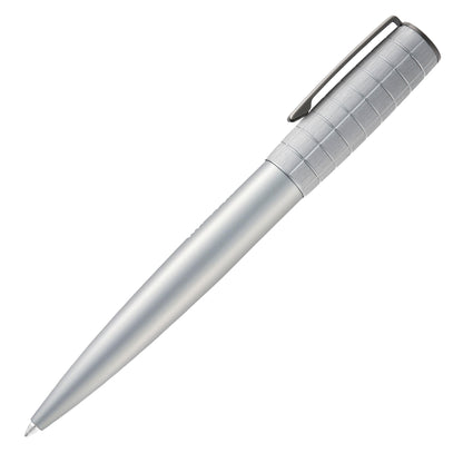 BOSS HUGO Ballpoint Pen Arche Bauhaus Design Writing Instrument Twist Mechanism Elegant Brass Aluminium Body Luxury Ballpoint Pen with Gift Box (HSK5744) (Light Grey)