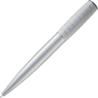 BOSS HUGO Ballpoint Pen Arche Bauhaus Design Writing Instrument Twist Mechanism Elegant Brass Aluminium Body Luxury Ballpoint Pen with Gift Box (HSK5744) (Light Grey)