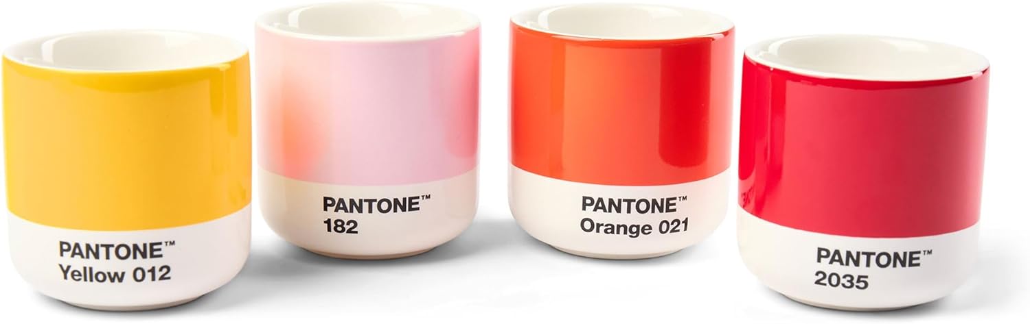 Copenhagen design Pantone Macchiato Cup - Handleless Porcelain Ceramic Coffee Mug - 3.34oz/100ml, Yellow 012