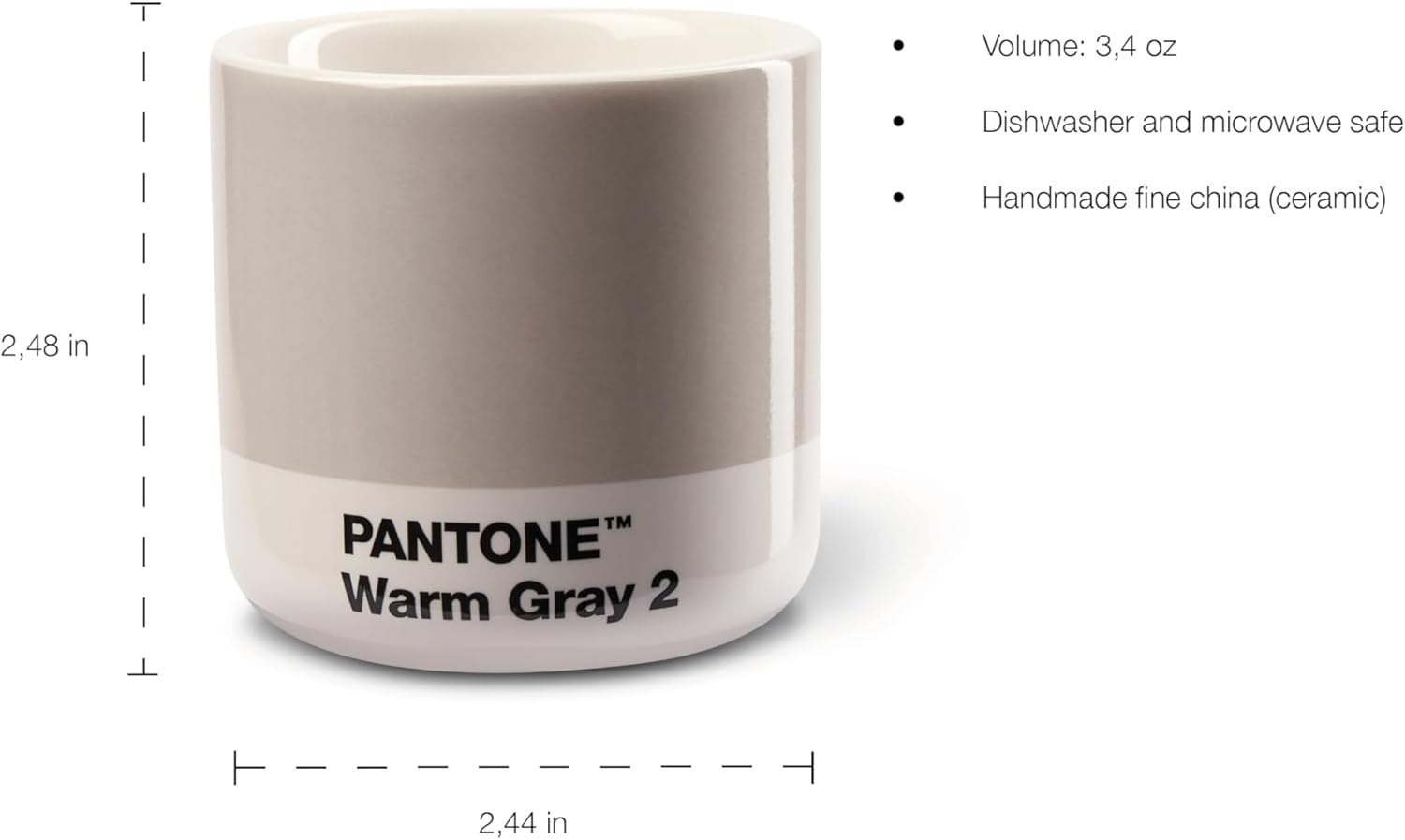 Copenhagen design Pantone Macchiato Cup - Handleless Porcelain Ceramic Coffee Mug - 3.34oz/100ml, Light Pink 182