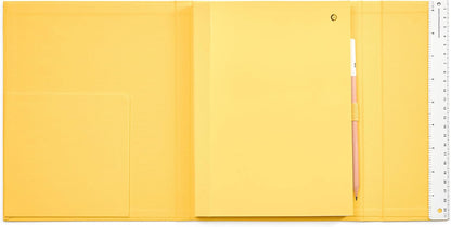 Pantone Yelllow 012 Plain Notebook with Pen and Ruler 160 Pages External Dimensions LxWxD: 240 x 190 x 20 mm