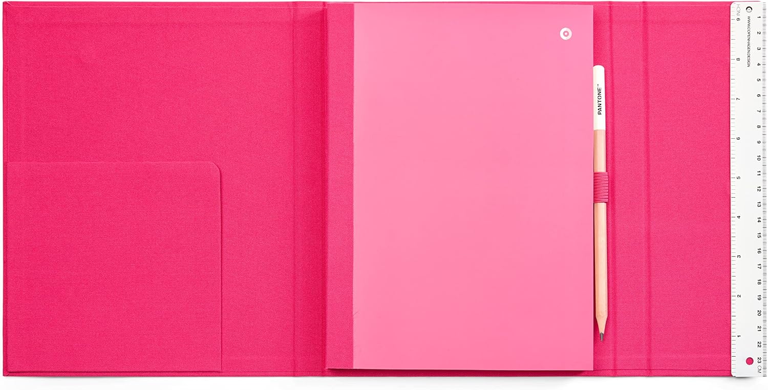 Pantone 18-2143 Plain Notebook with Pen and Ruler 160 Pages External Dimensions LxWxD: 240 x 190 x 20 mm Pink