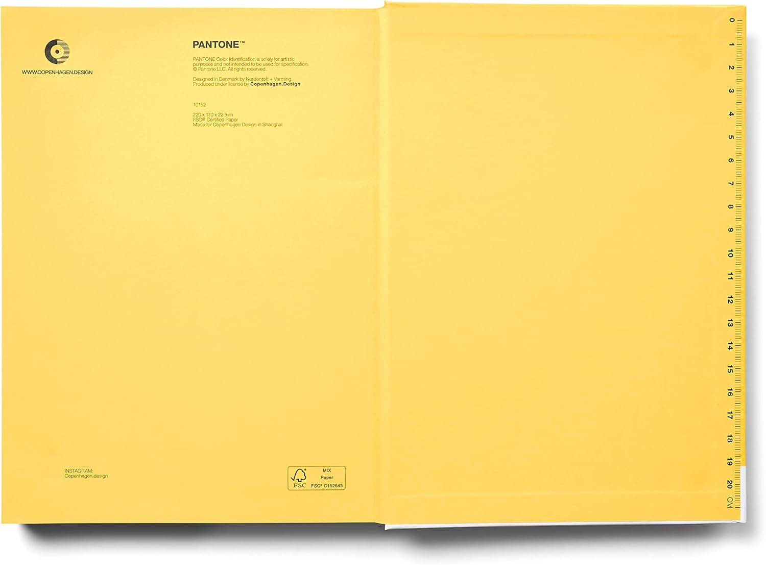 Copenhagen Design PANTONE Notebook L Unlined 96 Pages with Elastic Closure and Bookmark Yellow 012