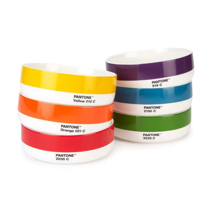 Copenhagen Design Pantone Porcelain Bowl, 6 Gift Box Colours, Yellow 012, Orange 021, Red 2035, Green 3539, Blue 2150, Violet 519
