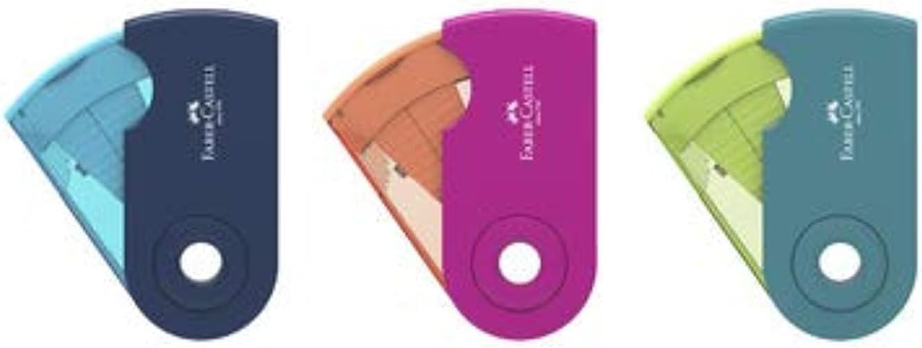 Faber Castell Pencil Sharpener Sleeve 2 Holes With Mini Tank Sharpeners, Multi-Colour, 6933256640468