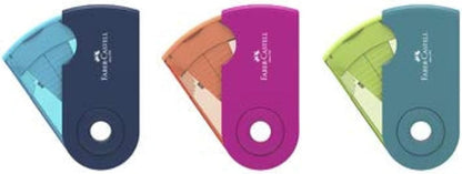 Faber Castell Pencil Sharpener Sleeve 2 Holes With Mini Tank Sharpeners, Multi-Colour, 6933256640468