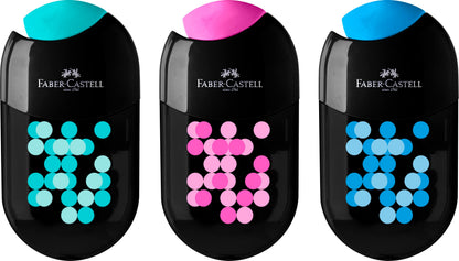 FABER-CASTELL 183535 - Sacapuntas bicolor con goma de borrar, 1 pieza, para lápices de 8-10 mm de diámetro, colores surtidos (no es posible seleccionar