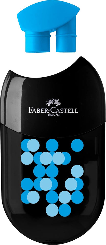 FABER-CASTELL 183535 - Sacapuntas bicolor con goma de borrar, 1 pieza, para lápices de 8-10 mm de diámetro, colores surtidos (no es posible seleccionar