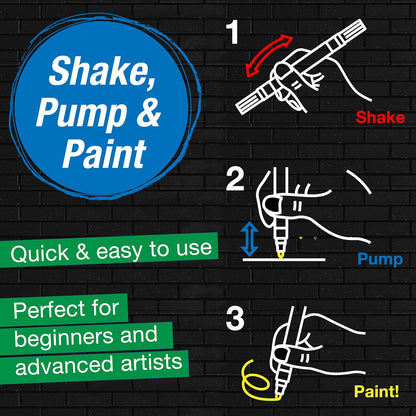 FABER-CASTELL 285507 - Acrylic Marker Shake&Paint Black Edition, 6 Acrylic Pencils, Marker with 2 Round Tips (3 mm & 1 mm)