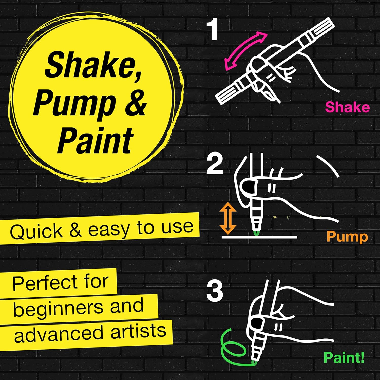 FABER-CASTELL 285505 - Acrylic Marker Shake&Paint Black Edition, 4 Acrylic Pencils, Marker with 2 Round Tips (3 mm and 1 mm)