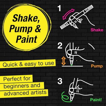 FABER-CASTELL 285505 - Acrylic Marker Shake&Paint Black Edition, 4 Acrylic Pencils, Marker with 2 Round Tips (3 mm and 1 mm)