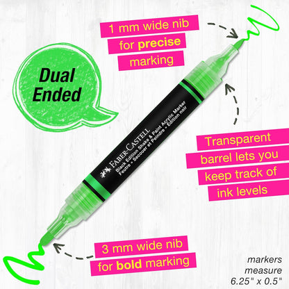 FABER-CASTELL 285505 - Acrylic Marker Shake&Paint Black Edition, 4 Acrylic Pencils, Marker with 2 Round Tips (3 mm and 1 mm)