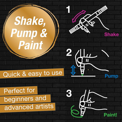 FABER-CASTELL 285517 - Acrylic Marker Shake&Paint Black Edition, 6 Acrylic Pencils, Marker with 2 Round Tips (3 mm & 1 mm)