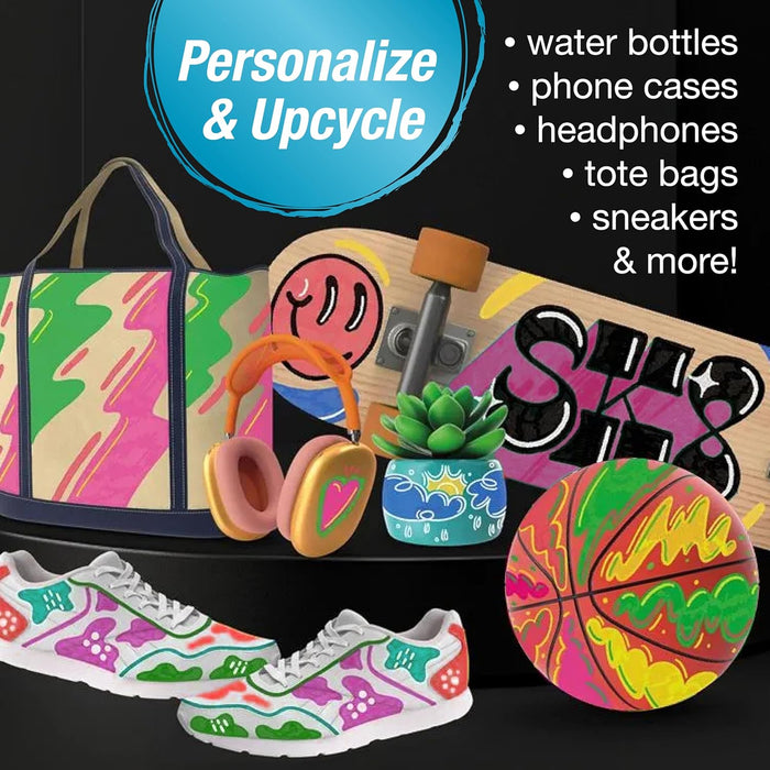 FABER-CASTELL 285517 - Acrylic Marker Shake&Paint Black Edition, 6 Acrylic Pencils, Marker with 2 Round Tips (3 mm & 1 mm)