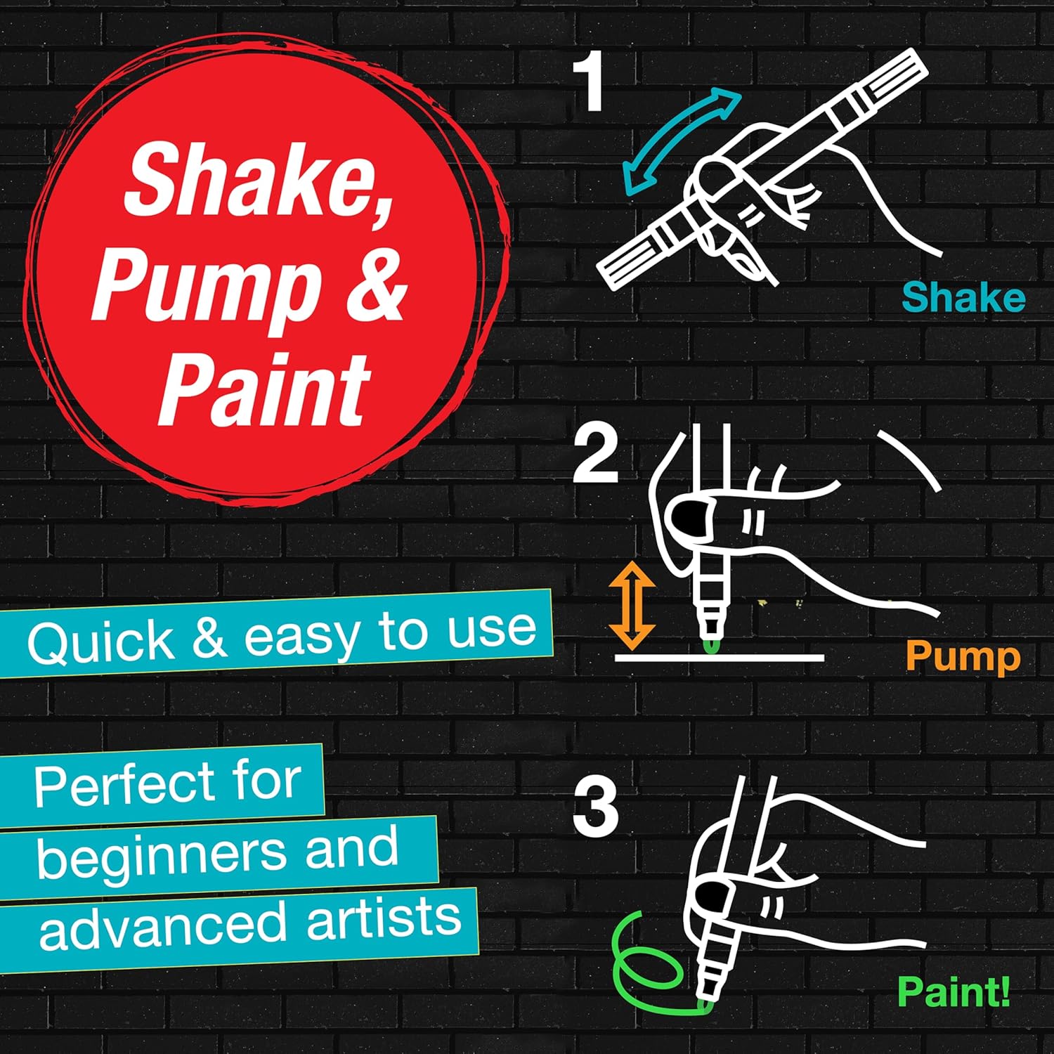 FABER-CASTELL 285503 - Shake&Paint Black Edition Acrylic Marker, 2 Acrylic Pencils, Marker with 2 Round Tips (3mm and 1mm)