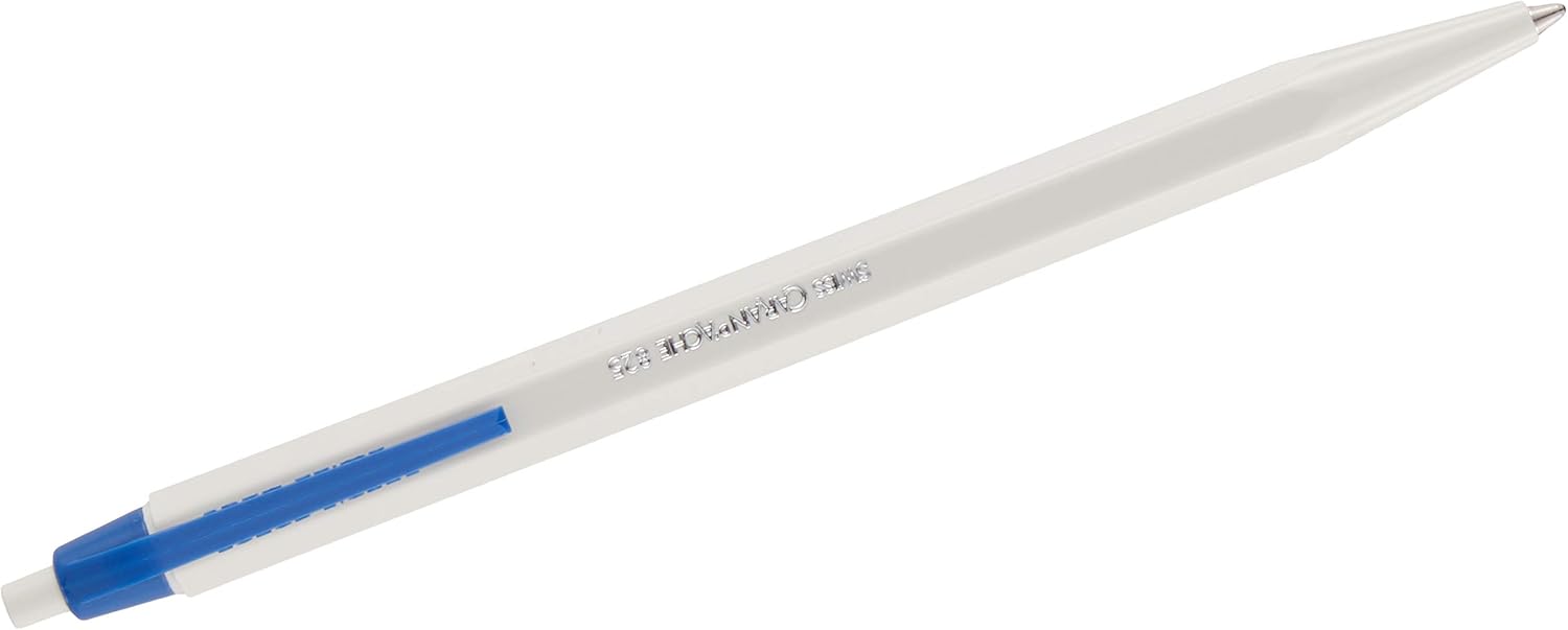 Caran d'Ache 825 ECO Ballpoint Pen Resin/Stainless Steel Blue/White Ink Colour Blue 0825.160,12cm