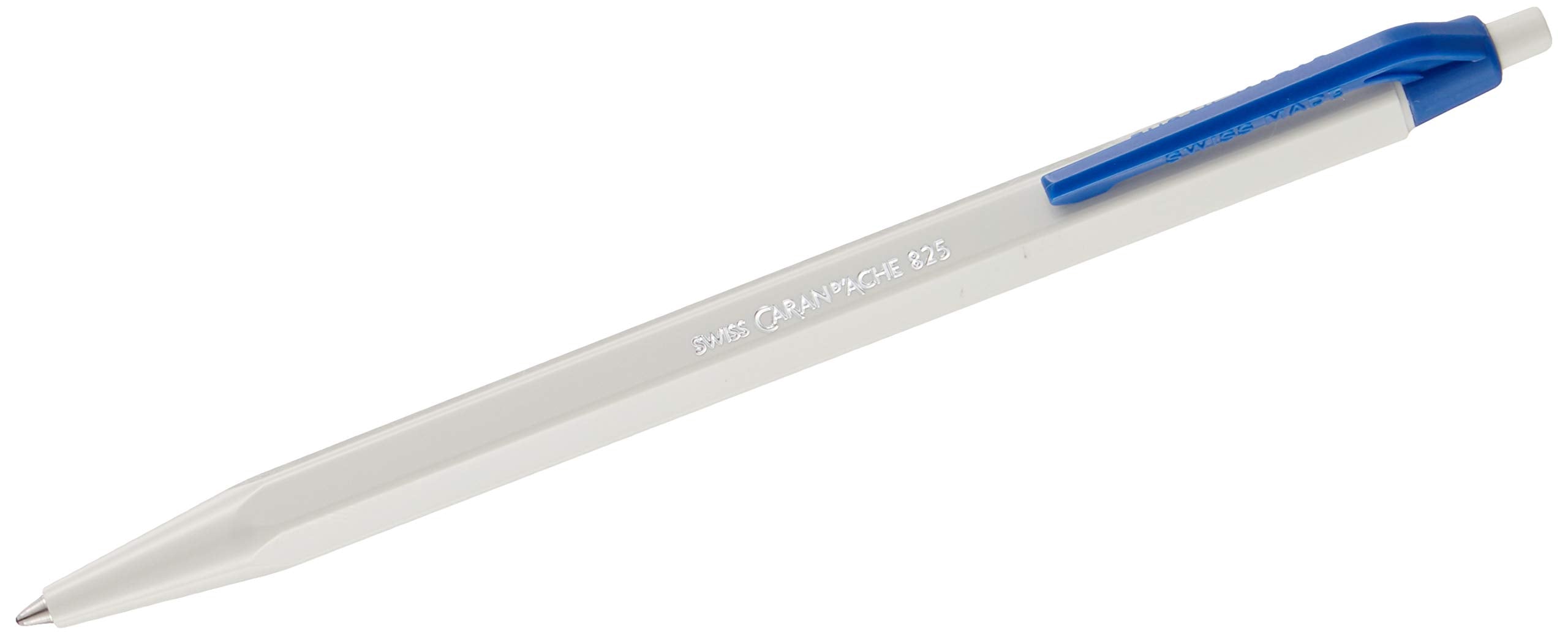 Caran d'Ache 825 ECO Ballpoint Pen Resin/Stainless Steel Blue/White Ink Colour Blue 0825.160,12cm